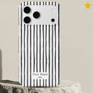 Minimalist Gray Striped Watercolor Custom Name Bow