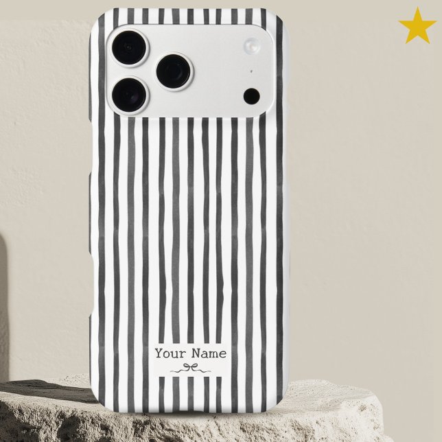 Minimalist Gray Striped Watercolor Custom Name Bow (Creator Uploaded)