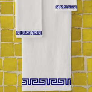 Minimalist Greek Pattern Customisable VI Bath Towel Set