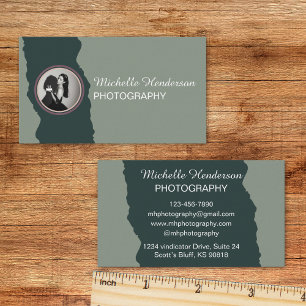 Minimalist Green 1 Photo Business Name Card