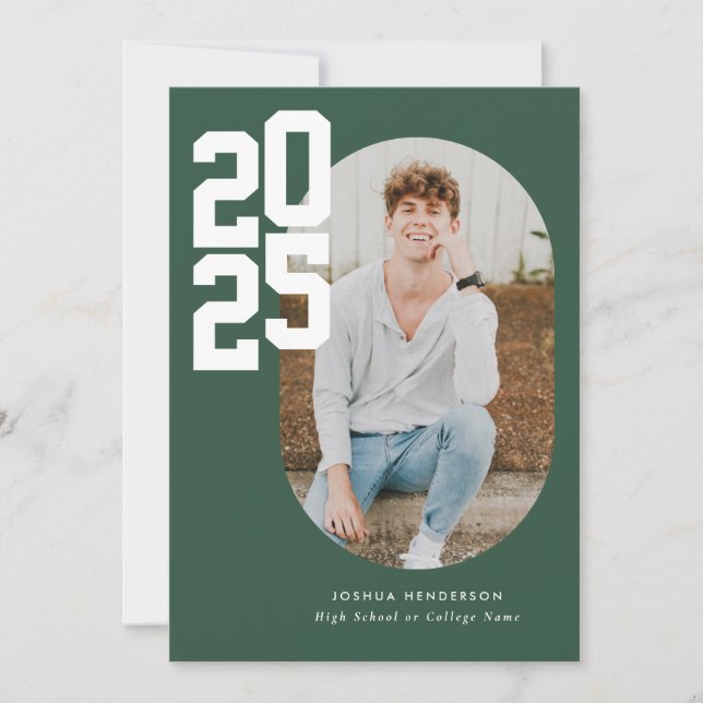Minimalist Green 2025 Photo Graduation  Announcement (Front)