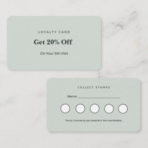 Minimalist Green Aesthetician Loyalty Punch Card