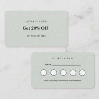 Minimalist Green Aesthetician Loyalty Punch Card