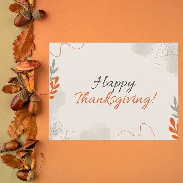 Minimalist Green and Orange Thanksgiving Holiday Card (Creator Uploaded)