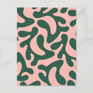 Minimalist green and pink abstract holiday postcard