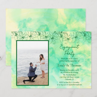 minimalist Green backdrop wedding engagement Invitation