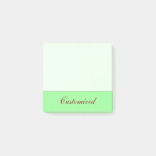 Minimalist Green Background + Maroon Elegant Name Post-it Notes