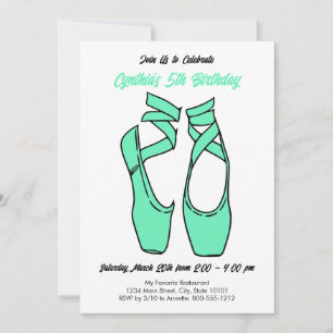 Minimalist Green Ballet Birthday Party Invitation