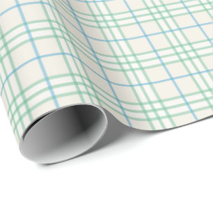Minimalist Green & Blue Grid PatternWrapping Paper