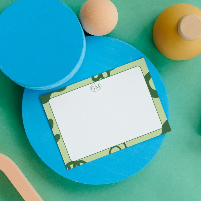 Minimalist Green Border Monogram Note Card (Minimalist Green Border Monogram Note Card
)