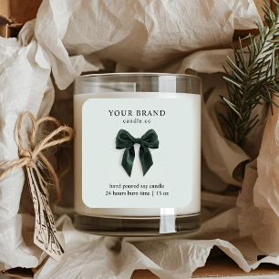 Minimalist Green Bow Candle Label Elegant