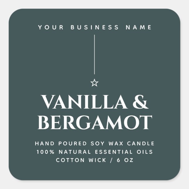 Minimalist green candle product label (Front)