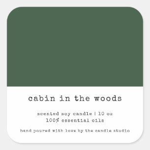 Minimalist Green Colour Block Packaging Candle Square Sticker