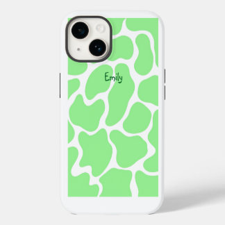 Minimalist Green Cow Print iPhone 14 Case