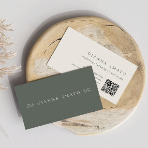 Minimalist Green & Cream Botanical Business Card