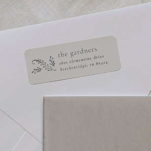 Minimalist Green & Cream Botanical Return Address