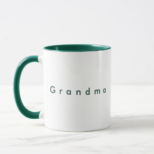 Minimalist Green Custom Text Grandma White Mug
