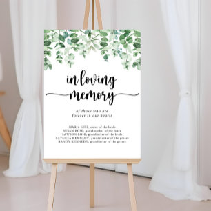Minimalist Green Eucalyptus In Loving Memory Sign