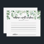 Minimalist Green Eucalyptus Wedding Advice Card<br><div class="desc">This minimalist green eucalyptus wedding advice card is perfect for a rustic wedding. The design features hand-painted watercolor green eucalyptus, inspiring natural beauty. These cards are perfect for a wedding, bridal shower, baby shower, graduation party & more. Personalise the cards with the names of the bride and groom, parents-to-be or...</div>