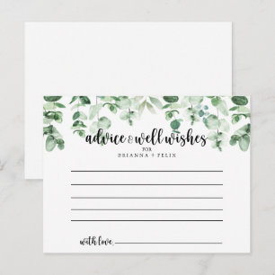 Minimalist Green Eucalyptus Wedding Advice Card