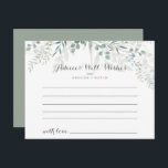 Minimalist Green Eucalyptus Wedding Advice Card<br><div class="desc">This minimalist green eucalyptus wedding advice card is perfect for a modern wedding. The design features watercolor elegant green eucalyptus leaves.

These cards are perfect for a wedding,  bridal shower,  baby shower,  graduation party & more. Personalise the cards with the names of the bride and groom,  parents-to-be or graduate.</div>