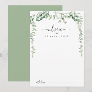 Minimalist Green Eucalyptus Wedding Advice Card