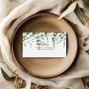 Minimalist Green Eucalyptus Wedding Gift Registry Enclosure Card