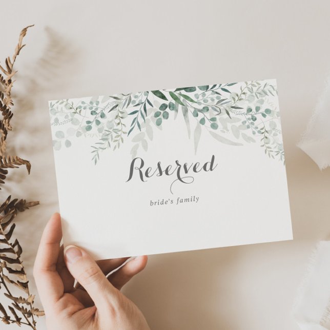 Minimalist Green Eucalyptus Wedding Reserved Sign (Creator Uploaded)