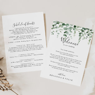 Minimalist Green Eucalyptus Wedding Welcome Letter