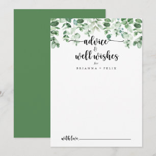 Minimalist Green Eucalyptus Wedding Well Wishes   Advice Card