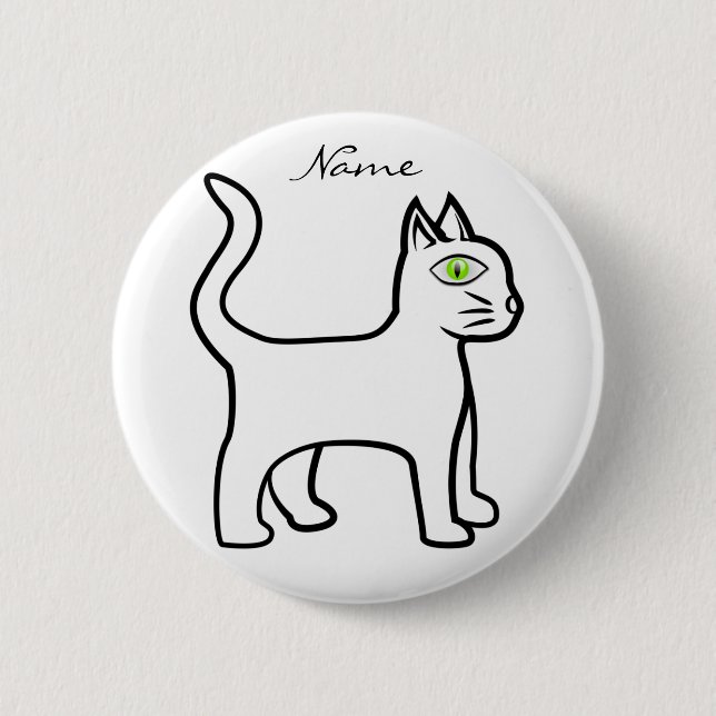 Minimalist Green-eye Cat Thunder_Cove 6 Cm Round Badge (Front)