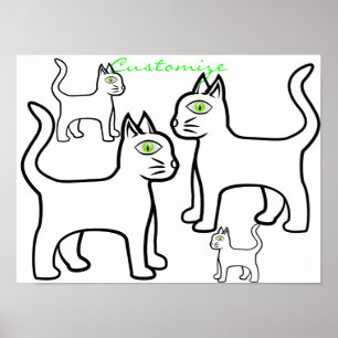 Minimalist Green-eye Cat Thunder_Cove Poster