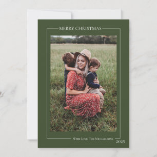 Minimalist Green Family Photo Holiday Card