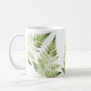 Minimalist Green Fern Botanical Illustration Coffee Mug