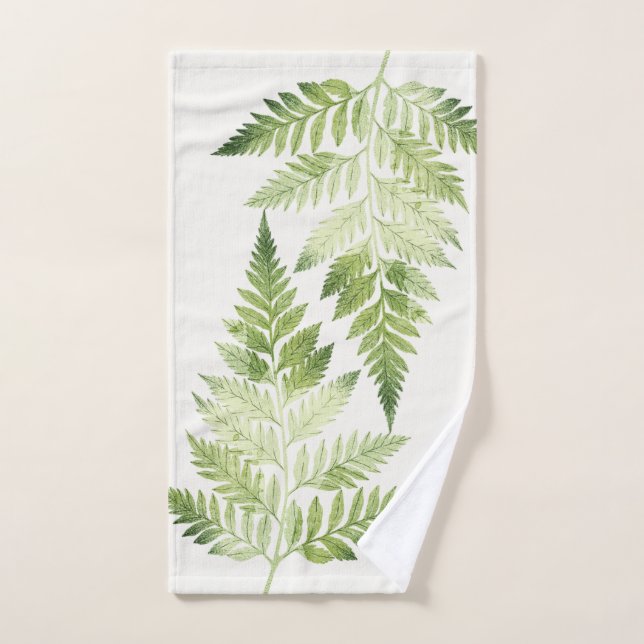 Minimalist Green Fern Botanical Illustration Hand Towel (Hand Towel)