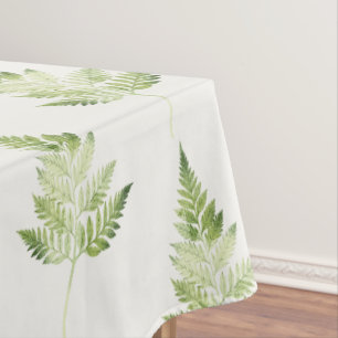 Minimalist Green Fern Botanical Illustration Tablecloth