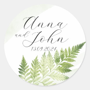 Minimalist Green Fern Classic Round Sticker