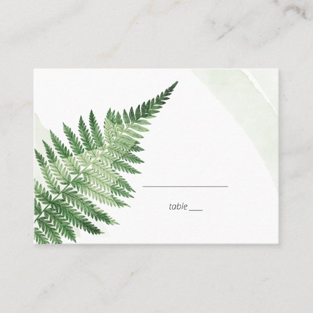 Minimalist Green Fern  Place Card (Front)