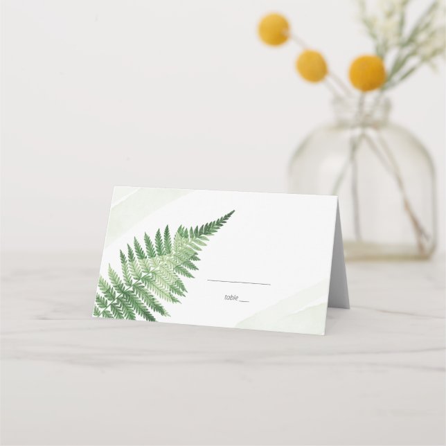 Minimalist Green Fern  Place Card (Front)