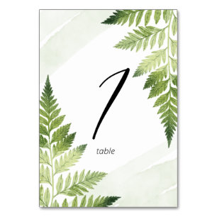 Minimalist Green Fern Table Number