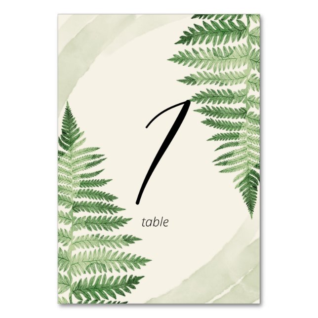Minimalist Green Fern Table Number (Front)