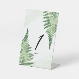 Minimalist Green Fern Table Number Pedestal Sign