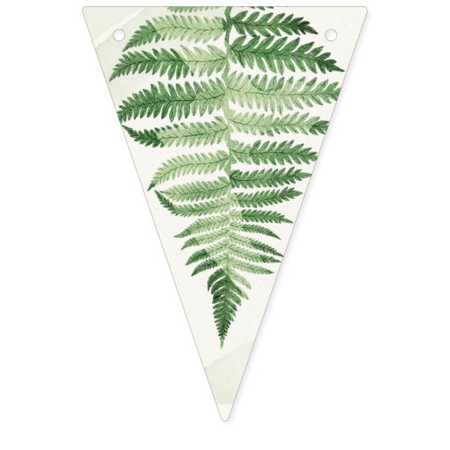 Minimalist Green Fern Wedding Decor Bunting (First Flag)