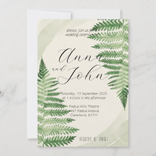 Minimalist Green Fern Wedding Invitation
