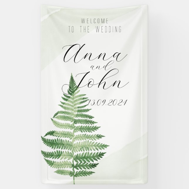 Minimalist Green Fern Wedding Sign (Vertical)