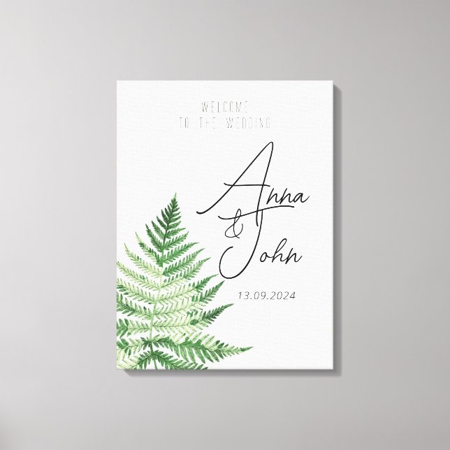 Minimalist Green Fern Wedding Sign (Front)