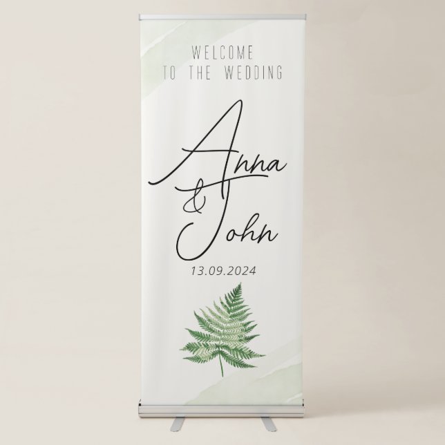 Minimalist Green Fern Wedding Sign (Front)