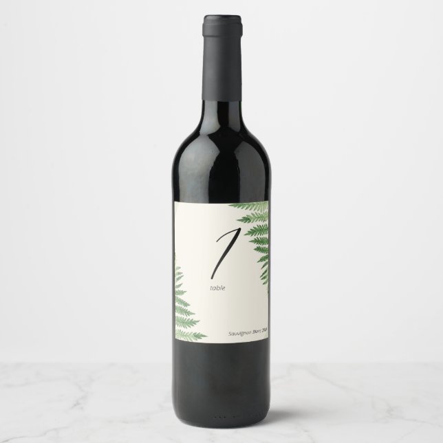 Minimalist Green Fern Wine Label (Front)