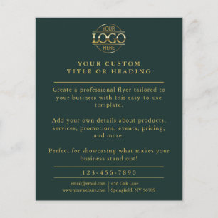 Minimalist Green & Gold Business Logo Promotional Flyer
