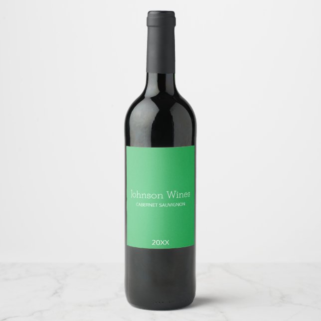 Minimalist Green Grainy Texture Wine Label (Front)